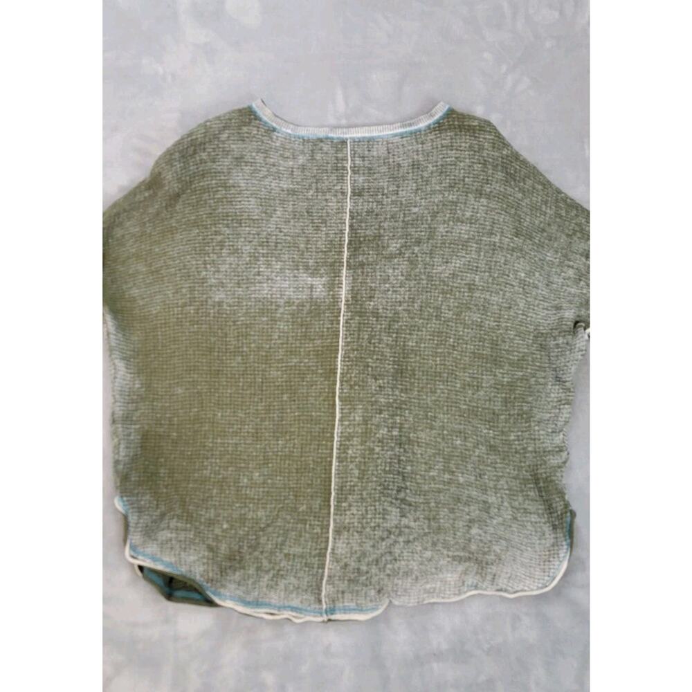 Sundance Olive Green Layered Henley Knit Top with Contrast Trim - Picture 2 of 8